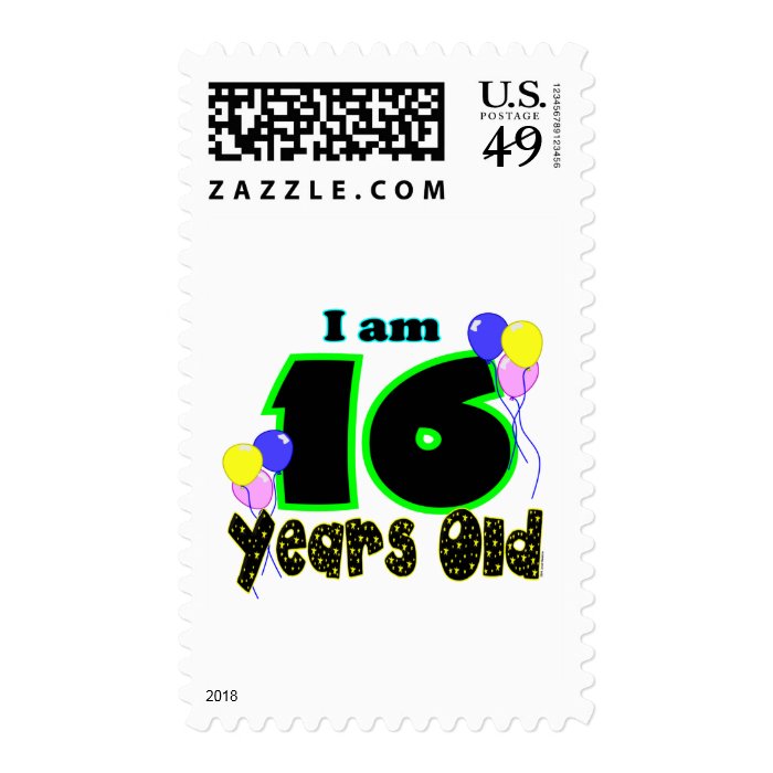 I Am 16 Years Old Postage Stamp