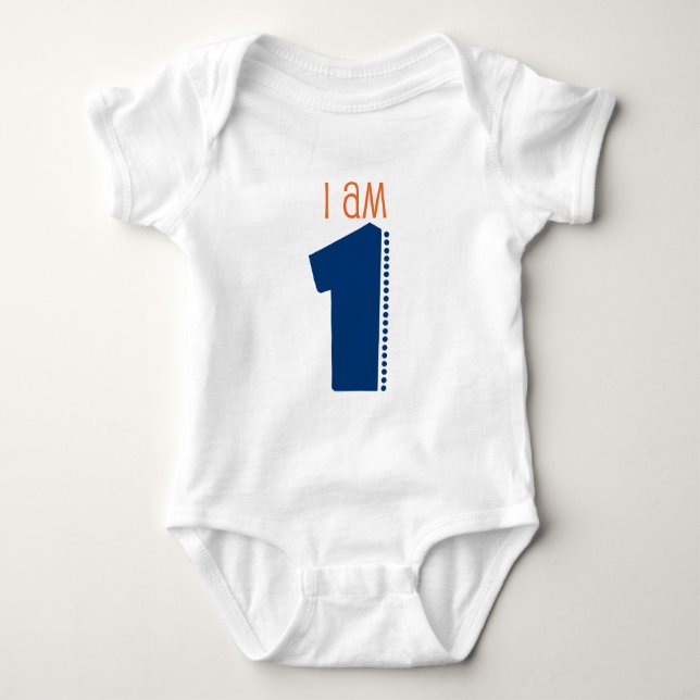 "I Am 1" 1st birthday Baby Bodysuit (Front)