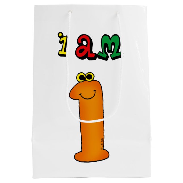 I am 1 - kids birthday parties customized medium gift bag (Back)