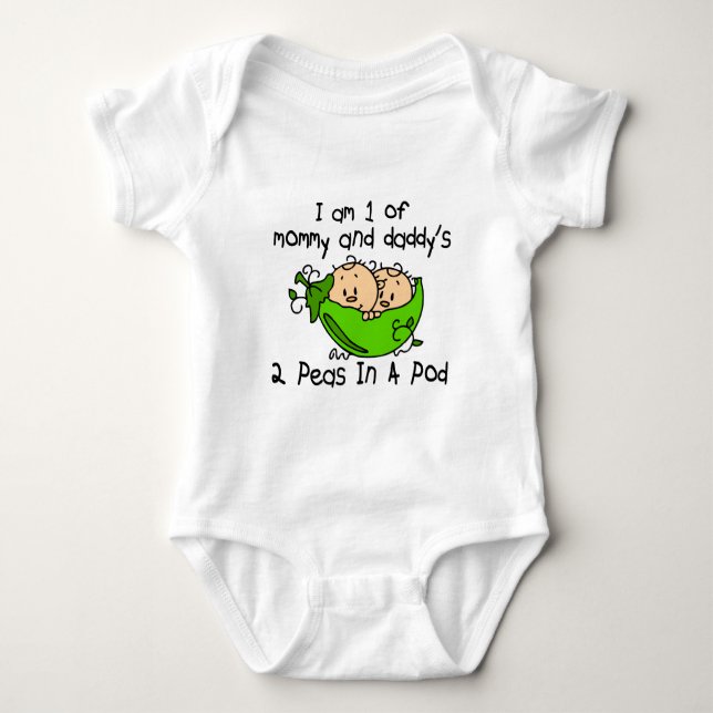 I Am 1 Of Mommy & Daddy's 2 Peas In A Pod Baby Bodysuit (Front)