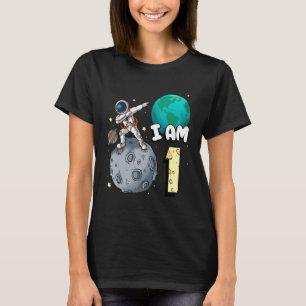 I Am 1 Space Astronaut Kid Moon Walker 1st Birthda T-Shirt