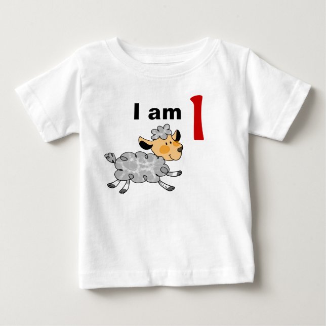I am 1 year old today (cute little lamb) baby T-Shirt (Front)