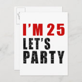 I Am 25 Let's Party Invitation Postcard (Front/Back)