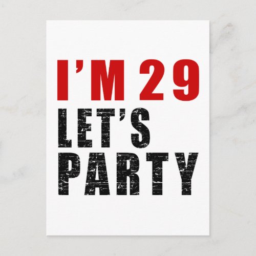 I Am 29 Lets Party Invitation Postcard