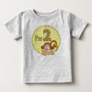 I am 2 Cute Monkey With Banana Birthday Shirt