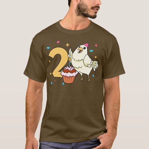 I am 2 with chicken kids birthday 2 years old T_Shirt
