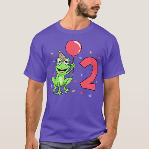 I am 2 with frog kids birthday 2 years old T_Shirt