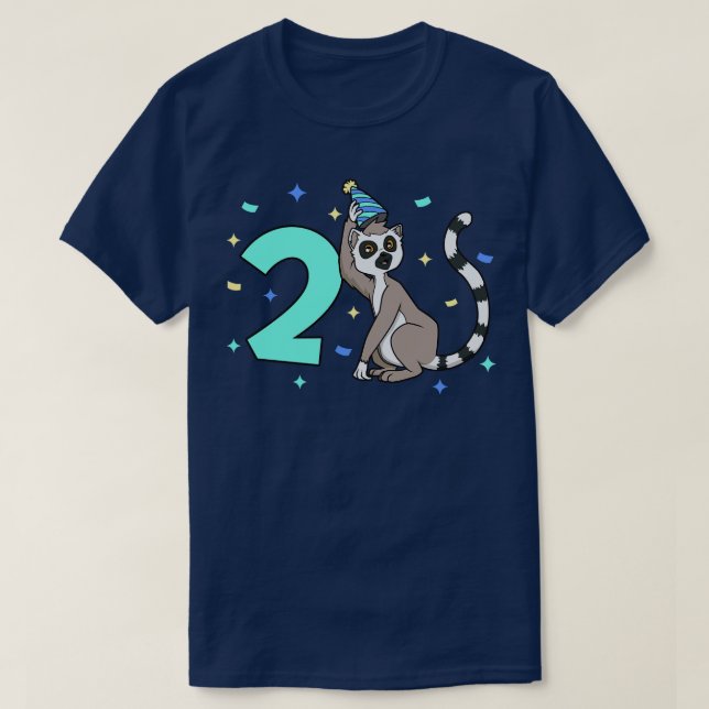 I am 2 with lemur kids birthday 2 years old T-Shirt (Design Front)