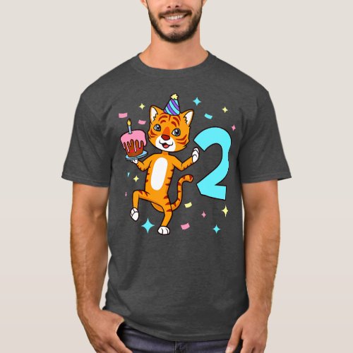 I am 2 with tiger boy birthday 2 years old T_Shirt