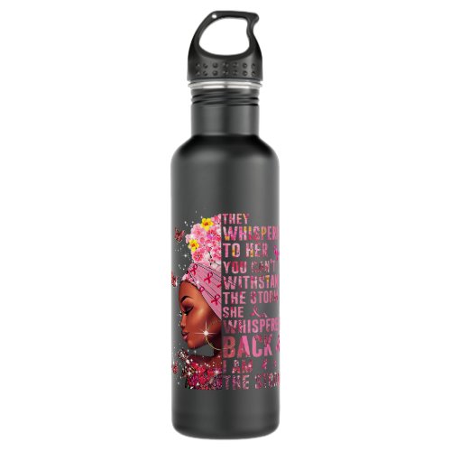 i am 2storm black woman afro breast cancer awarene stainless steel water bottle