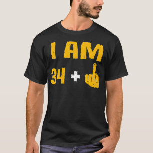 I Am 34 Plus 1 Middle Finger 35th Birthday Gift 35 T-Shirt