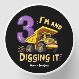 I Am 3 and Digging It 3rd Birthday Construction Mini Candle Favors