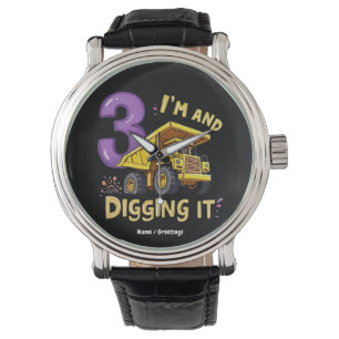 I Am 3 and Digging It 3rd Birthday Construction Watch