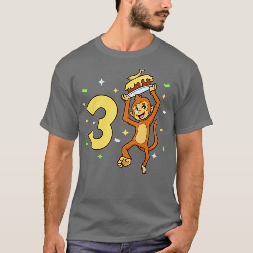 I am 3 with ape kids birthday 3 years old T_Shirt