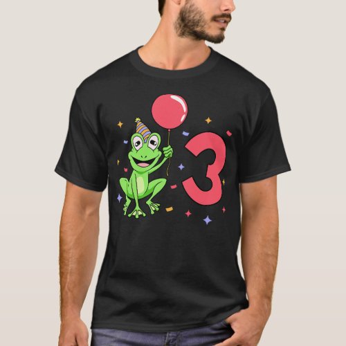 I am 3 with frog kids birthday 3 years old T_Shirt