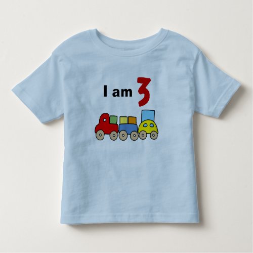 I am 3 wooden toy train toddler t_shirt