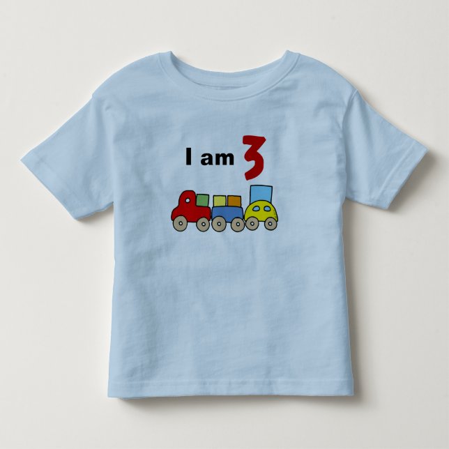I am 3 (wooden toy train) toddler t-shirt (Front)