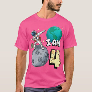 I am 4 Space Astronaut Kid Moon Walker 4th Birthda T-Shirt