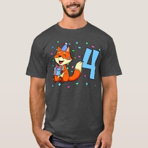 I am 4 with fox boy birthday 4 years old T-Shirt