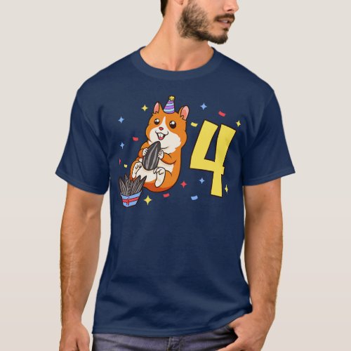 I am 4 with hamster kids birthday 4 years old T_Shirt