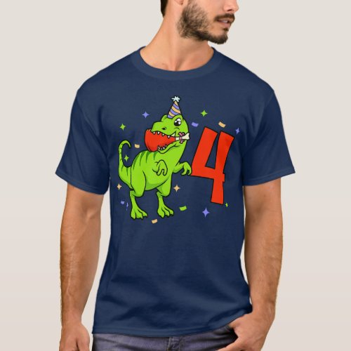I am 4 with TREX boy birthday 4 years old T_Shirt