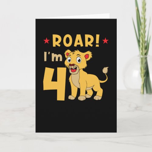 I Am 4 Years Old Leo Birthday Card