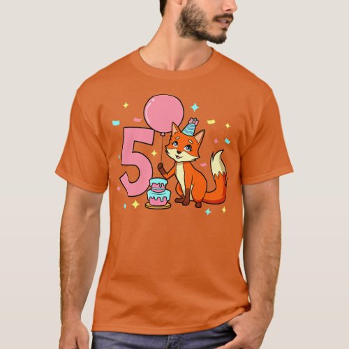I am 5 with fox girl birthday 5 years old T_Shirt