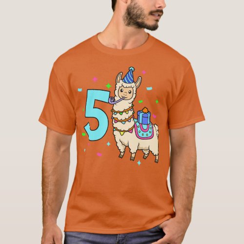 I am 5 with Lama kids birthday 5 years old T_Shirt