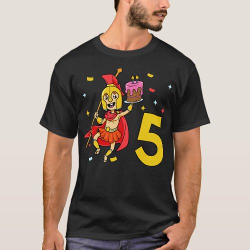 I am 5 with Spartan kids birthday 5 years old T_Shirt