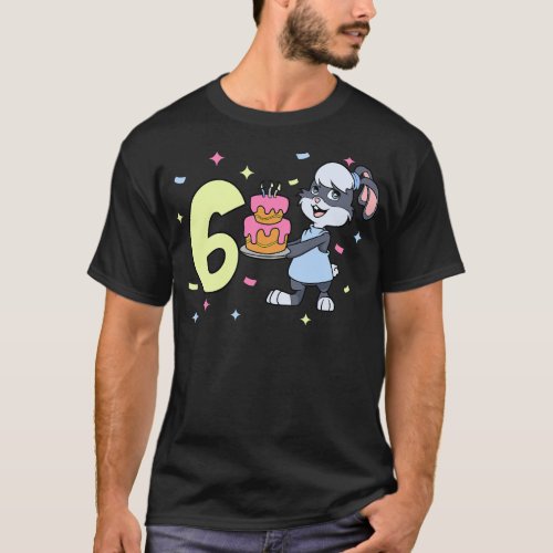 I am 6 with bunny girl birthday 6 years old T_Shirt