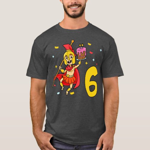I am 6 with Spartan kids birthday 6 years old T_Shirt