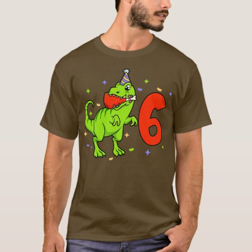 I am 6 with TREX boy birthday 6 years old T_Shirt
