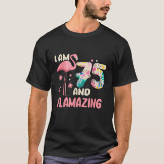 I Am 75 And Flamazing Bithday Flamingo 75th Bday C T-Shirt