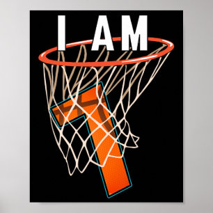 I Am 7 Bysketbyll Themed 7th Birthday Party Celebr Poster