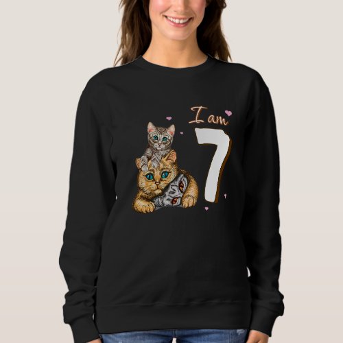 I Am 7 Cats  For 7th Birthday Fan Sweatshirt