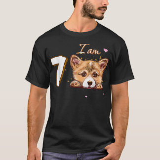 I am 7 Corgi Gift for 7th Birthday fan gift  T-Shirt