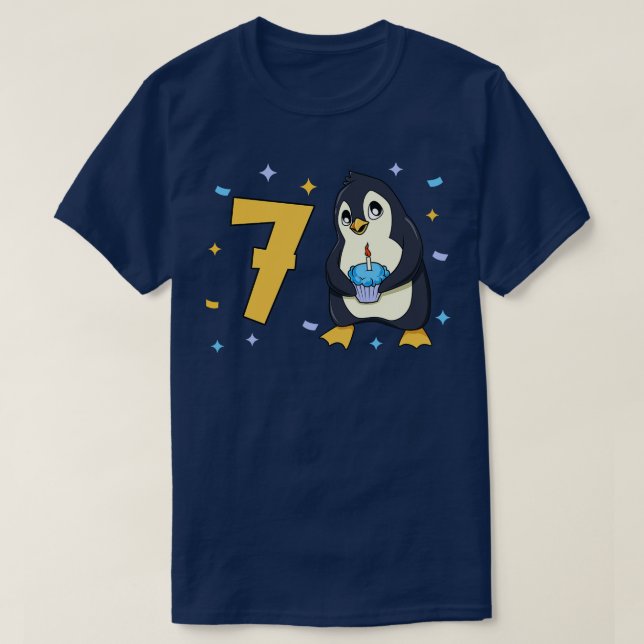 I am 7 with penguin kids birthday 7 years old T-Shirt (Design Front)