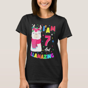 I Am 7 Years Old Alpaca Llamazing Llama 7th Birthd T-Shirt