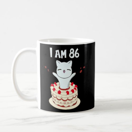 I am 86 Cute cat kitten with birthday cake  Coffee Mug