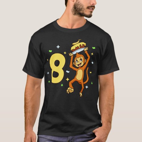 I am 8 with ape kids birthday 8 years old T_Shirt