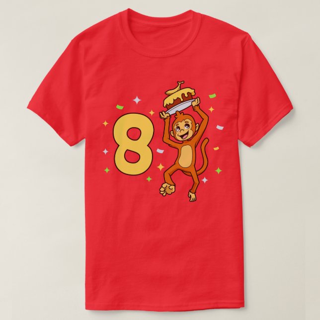 I am 8 with ape kids birthday 8 years old T-Shirt (Design Front)