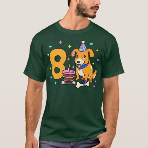 I am 8 with dog kids birthday 8 years old T_Shirt