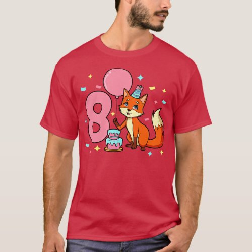I am 8 with fox girl birthday 8 years old T_Shirt