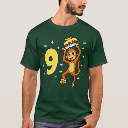 I am 9 with ape kids birthday 9 years old T_Shirt