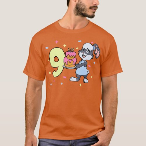 I am 9 with bunny girl birthday 9 years old T_Shirt