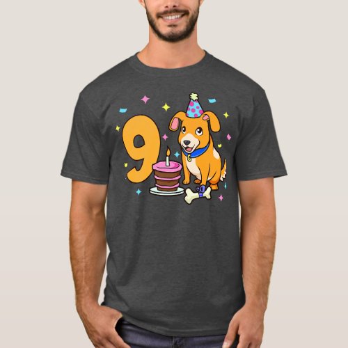 I am 9 with dog kids birthday 9 years old T_Shirt