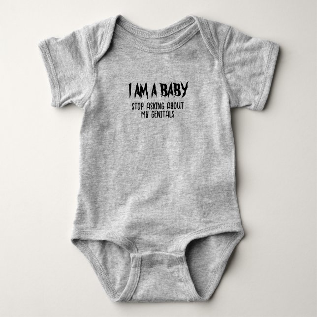 I AM A BABY gender neutral outfit Bodysuit (Front)