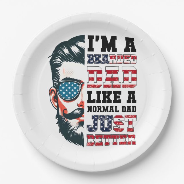 I Am A Bearded Dad Paper Plates (Front)