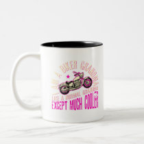 I Am A Biker Grandma Cool Funny Gift for Bikers Two-Tone Coffee Mug I Am A Biker Grandma Cool Funny Gift for Bikers Two-Tone Coffee Mug