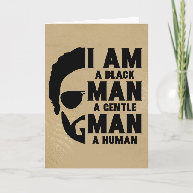 I Am A Black Man Afro Beard Gold Customizable Card (Front)
